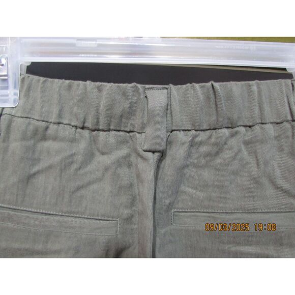 A New Day size 8 wide leg dark green pants fall button zipper elastic back comfy - Picture 6 of 9